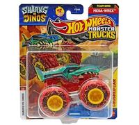 Hot Wheels Monster Trucks Sharks vs Dinos, collection de véhicules moulés sous pression à l'échelle 1:64, édition 2025 (1/8 Team Dino Mega-Wrex)