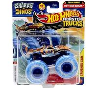 Hot Wheels Monster Trucks Sharks vs Dinos, collection de véhicules moulés sous pression à l'échelle 1:64, édition 2025 (Team Shark Tiger Shark)