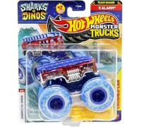 Hot Wheels Monster Trucks Sharks Vs. Dinos Team Shark 5 Alarme 6/8, comprend une voiture écrasée, nouveau pour 2025! Véhicule jouet moulé sous pression à l'échelle 1:64