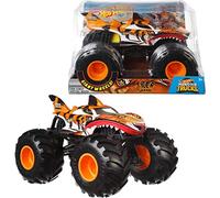 Hot Wheels Monster Trucks Tiger Shark, Voiture aux Roues géantes, véhicule échelle 1:24, Jouet pour Enfant, GWL14