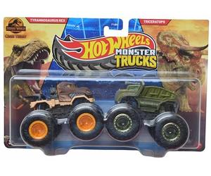 Hot Wheels Monster Trucks Tyrannosaure Rex vs Triceratops, Demolition Doubles Échelle 1:64 moulé sous pression