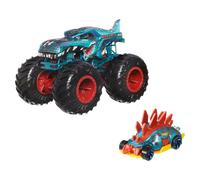 Hot Wheels Monster Trucks Véhicule jouet camion Crash Squad Mega Wrex + Motosaurus pour enfants à partir de 3 ans