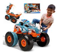 Hot Wheels Monster Trucks Voiture Télecommandé, Coffret Rhinomite Transformable Échelle 1/12 Et Race Ace Échelle 1/64, Transformation en Propulseur, Jouet Enfant, A Partir De 4 Ans, HPK27
