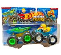 Hot Wheels Monster Trucks, Wave Wrecker & Duck N' Roll Lot de 2 véhicules jouets moulés sous pression à l'échelle 1:64