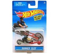 Hot wheels moto noir hammer sled avec figurine - mattel - motorcycle - vehicule miniature Noir G
