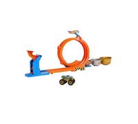 Hot Wheels Monster Trucks Défi du Trophée Tournez-et-Renversez Coffret avec véhicule Bigfoot 50ème anniversaire en métal à l’échelle 1/64, 2 façons de jouer, JBX64