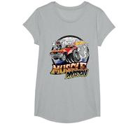 Hot Wheels Muscle Division Enfants T-Shirt, Fille, Gris Chiné, S