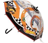 Hot Wheels Parapluie à main pour enfants avec dôme transparent et voitures de course, ouverture sûre et barres renforcées pour enfants, fans de vitesse, roues chaudes, T45C : 45 cm, produit sous