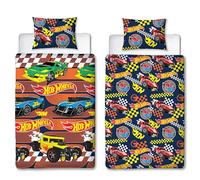 Hot Wheels Parure de lit Simple sous Licence Officielle Racer Design | Parure de lit réversible Double Face avec taie d'oreiller Assortie | Parfait pour Chambre d'enfant