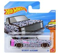 Hot Wheels Pickup '83 Chevy Silverado - Truckin Along 3/5 - JJJ13 - Carte courte - Noir/rose - Design Black Widow - Modèle sous licence - Mattel 2026-1:64