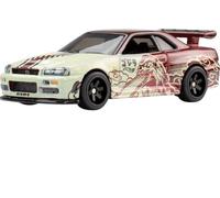 Hot Wheels Pop Culture Nissan Skyline GT-R BNR34 Véhicule moulé sous pression Thème Godzilla Échelle 1/64 Real Riders Métal