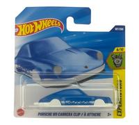 Hot Wheels - Porsche 911 Carrera Clip bleu - Experimotors 6/10 - JBC11 - Carte courte - Bleu - Mattel 2025 - Design Porsche sous licence - 1:64 - Outil de clip