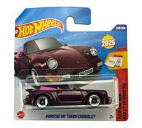 Hot Wheels Porsche 911 Turbo Cabriolet (964) Bordeaux HYW37 - Modèle Porsche sous licence - Then and Now 2025 - 1:64