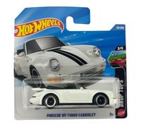 Hot Wheels - Porsche 911 Turbo Cabriolet - JJJ22 - Blanc avec bandes de course noires - Drop Tops 3/5 - Mattel 2026-1:64 - Modèle sous licence