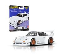 Hot Wheels Porsche 930 RWB Voiture Premium Car Culture à collectionner, modèle en métal à l’échelle 1/64, véhicule Silhouettes avec pneus Real Riders, JBK58