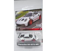 Hot Wheels Premium Porsche 911GT3 RS, voiture de sport blanche à l'échelle 1:43 avec pneus Real Riders et carrosserie et châssis en métal, jouet de collection pour adultes et fans, HWT03