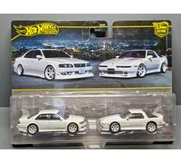 Hot Wheels Coffret Car Culture Premium 2 véhicules Touge en métal, Toyota Chaser JZX100 et Toyota Supra, véhicules de Course de côte Japonais, JHW57