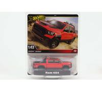 Hot Wheels Premium 2024 Real Riders Ram 4x4 Pickup 1:43 Rouge/Noir