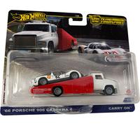 Hot Wheels Premium Car Culture Team Transport '66 Porsche 906 Carrera 6 Carry On, camion, voiture de sport, HRV417