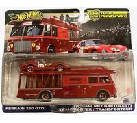 Hot Wheels Premium - Ferrari 250 GTO & FIAT 642 RN2 Bartoletti Transporter - Car Culture - JBM37 - FLF56 - Team Transport #83 - Rouge - Modèle sous licence officielle - Mattel 2025-1:64