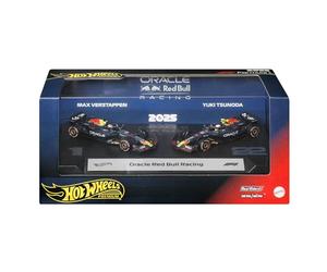 Hot Wheels Premium Formula 1 Oracle Red Bull Racing Coffret de 2 | Set de 2 voitures de course miniatures 1:64, moulées, #1 Max Verstappen et #22 Yuki Tsunoda, JMM95