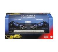 Hot Wheels Premium Formule 1 Atlassian Williams Racing 2-Pack | Set de 2 voitures de course jouets à l’échelle 1:64 avec #55 Carlos Sainz et #23 Alexander Albon, JMM98