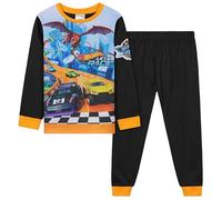 Hot Wheels Pyjama Enfant Garcon Long avec T-Shirt et Pantalon Noir - Cadeau Enfant (Noir/Multicolore, 3-4 Ans)