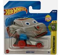 Hot Wheels Quick Chat - Experimotors 9/10 - JBC13 - Carte courte - Gris - Mattel 2025 - Drapeau de personnage amusant avec détails mobiles à l'échelle 1:64
