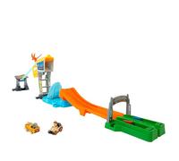Hot Wheels RacerVerse La Course du Blue Raptor Coffret Piste Jurassic World avec 2 véhicules : Blue et Owen, HTP12