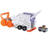 Hot Wheels RacerVerse Minecraft Ghast Lanceur et transporteur à grande échelle avec véhicule Steve moulé sous pression