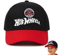 Hot Wheels Racing Casquette de baseball réglable pour garçons - Noir et rouge avec écusson de l'équipe internationale de course | Enfants à partir de 3 ans