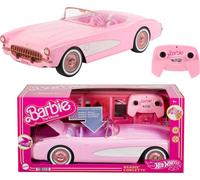 Hot Wheels RC Barbie Corvette, voiture-jouet télécommandée à piles issue du film Barbie, peut accueillir 2 poupées Barbie, le coffre s'ouvre pour ranger les accessoires