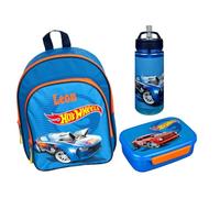 Hot Wheels Sac à dos de maternelle personnalisé avec nom - Ensemble 35 pièces Set 2 : Hot Wheels, 25 x 31 x 10 cm