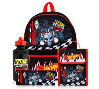 Hot Wheels Sac à dos pour enfant 4 pièces comprenant sac à déjeuner, bouteille d'eau et trousse à crayons