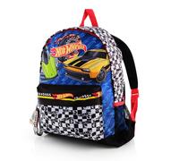 Hot Wheels Sac à dos pour garçons | Sac d'école pour enfants avec compartiments zippés, bretelles réglables et porte-bouteille d'eau en maille latérale pour l'école et les voyages