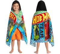 Hot Wheels Serviette de Bain avec Capuche Garcon, Coton Poncho de Bain Enfant, Douce et Absorbante Natation Piscine Serviette de Plage, Voyage Accessoires, Ete Cadeau Garcon (Multi Hot Wheels)