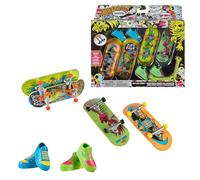 Hot Wheels Skate Coffret Squelettes Fluorescents, sur le thème de Tony Hawk, avec 4 fingerboards et chaussures de skate amovibles conçu en collaboration avec Tony Hawk, HXK84