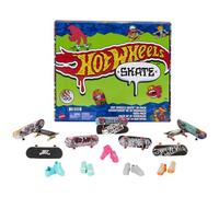 Hot Wheels Skate Lot de 10 fingerboards, 5 Paires de Chaussures de Skate Amovibles, Graphiques détaillés sur Le thème Hot Wheels, Jouet pour Enfants, 5 Ans, HTP59
