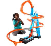 Hot Wheels Sky Crash Tower Coffret Circuit avec Voiture Jouet | Circuit de 76 cm avec booster motorisé, course avec plusieurs voitures, GWT39