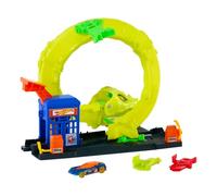 Hot Wheels Coffret Station-Service Serpent JBM63 - Véhicule métal 1/64, 2 modes, Looping