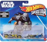 Hot Wheels Star Wars : The Mandalorian et Grogu™ Coffret de 4 véhicules | Superstar Speeders Coffret 4 voitures die-cast 1:64, personnages du film, véhicules classiques, JJV33