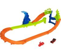 Hot Wheels Stunt Tracks Jump Circuit Speedway et 1 Voiture en Jouet | Circuit avec virage 180°, rampe 7,5 cm et espace pour sauter, voiture 1:64 moulée, JHK74