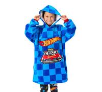 Hot Wheels Sweat à Capuche Couverture Portable pour garçon | Pull Polaire Oversize Bleu pour Enfant avec Poche imprimée en Forme de Voiture | Vêtement d'intérieur à Capuche avec Logo