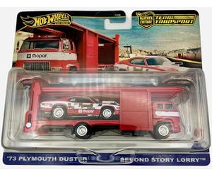 Hot Wheels® Team Transport 73 Plymouth Duster, célèbre l'expérience de course et la culture automobile, véhicules, voiture et transport à l'échelle 1:64, cadeau pour les fans de course et les