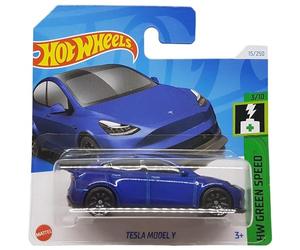 Hot Wheels Tesla Model Y - HW Green Speed 3/10 - HTB80 - Carte courte - Bleu foncé - Mattel 2024