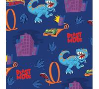 Hot Wheels - Tissu en coton imprimé créatures de voitures - 111,8 cm de large - Couleur bleue - 100 % coton - Tissu artisanal pour enfants pour matelassage, couture, couture (2963)