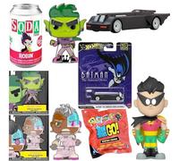 Hot Wheels Titans Batman & Robin Série animée Batmobile avec figurine ado + DC Comics Teen Titan Display Character Cyborg & Beast Boy + Blind Bag Figure 5 pièces