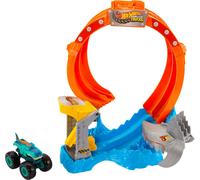 Hot Wheels Toy Monster Trucks 1:64 Scale Corkscrew and Mega Wrex Vehicle with Lo