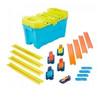 Hot Wheels Track Builder boîte multi-voie grande vitesse pour lancer une course sur plusieurs pistes, petite voiture