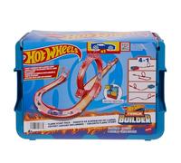 Hot Wheels Track Builder Flamme Coffret avec 1 Voiture Hot Wheels, 16 éléments de Construction et de Cascade, boîte de Jeu et de Rangement, HMC04